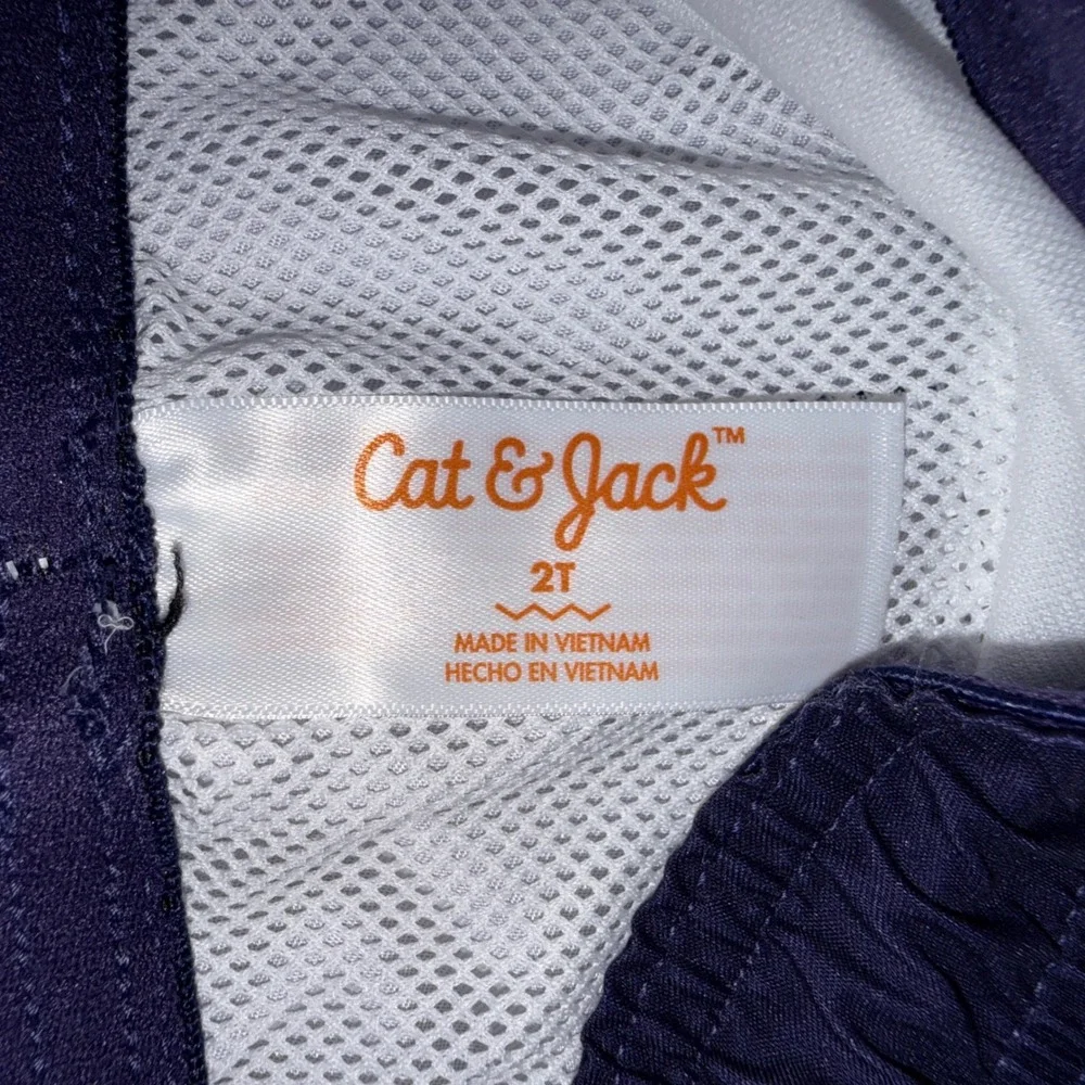Cat & Jack Shark Swim Trunks Toddler Boys 2T Navy Blue NEW UPF 50+ Mesh Liner
